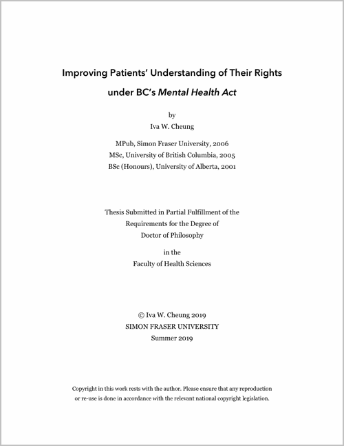 Improving Patients’ Understanding of Their Rights under BC’s Mental ...